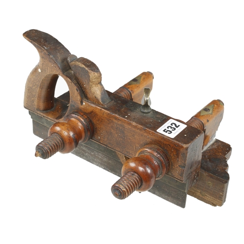 532 - A handled beech screwstem plough by J.MILLER with boxwood stems and nuts G+