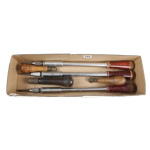 588 - Three Yankee pump screwdrivers and 3 tool pads with bits in handle G