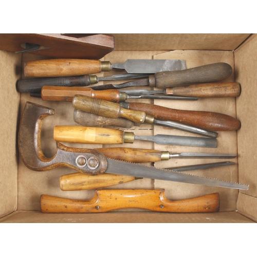 876 - Ten chisel and gouges and other tools G