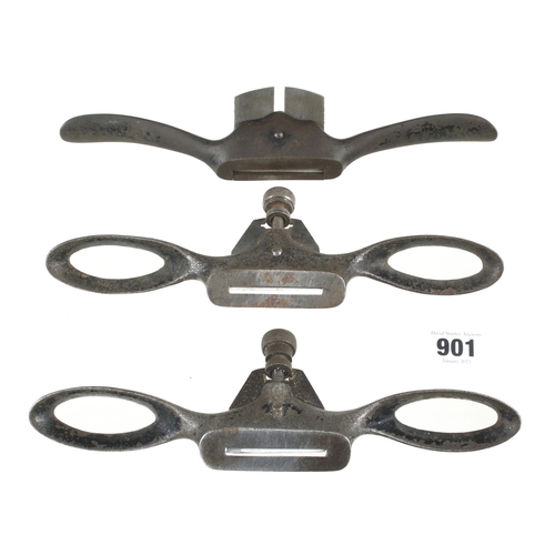 901 - Three metal spokeshaves by PRESTON G