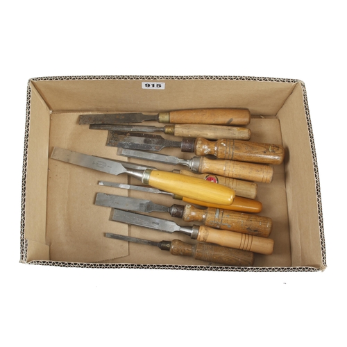 915 - 10 small bevel edge chisels G+