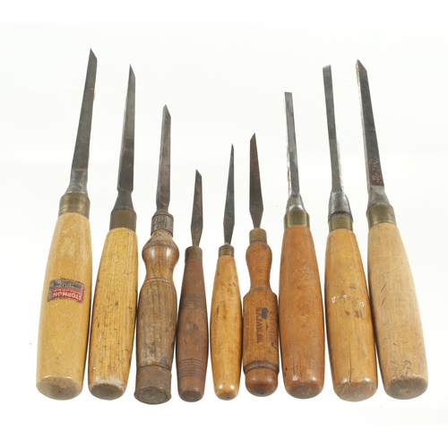 916 - Ten mortice chisels 1/16