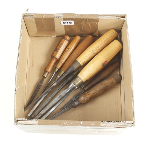 916 - Ten mortice chisels 1/16