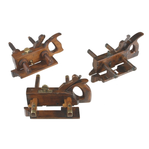 98 - Three handled plough planes, one by JAMES REID, one with Thomas Nichol style locking nut with 1871 a... 