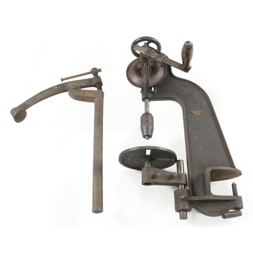 12 - A MILLARS FALLS bench mounted pillar drill and a holdfast G