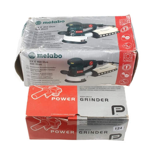 124 - A little used METABO orbital sander and an unused POWER PERFORMANCE angle grinder both in orig boxes... 