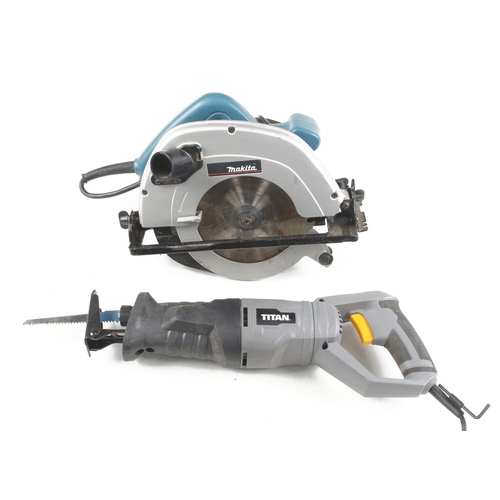 127 - A circular saw by MAKITA and a reciprocating saw by TITAN 240v Pat tested