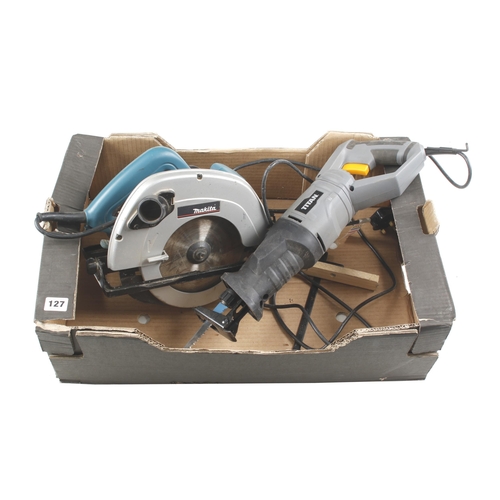 127 - A circular saw by MAKITA and a reciprocating saw by TITAN 240v Pat tested