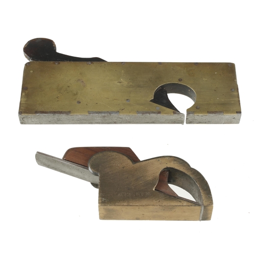 161 - A brass bullnose plane with good replacement wedge and a brass shoulder plane with d/t steel sole (i... 