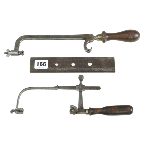 166 - A small hacksaw, a jeweller's piercing saw and a dowel plate G