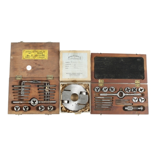 176 - A WHITEHILL spindle moulder cutter head and two small tap & die sets G+