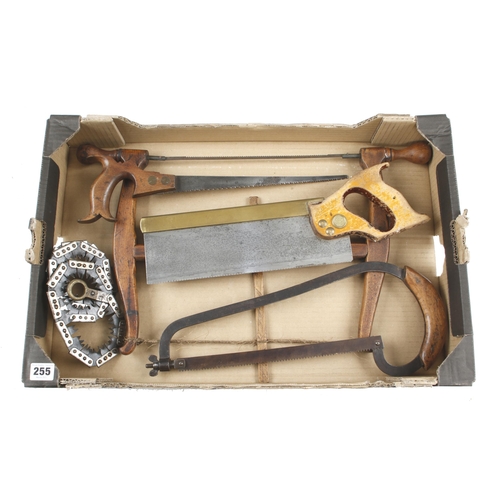 255 - A bowsaw, b/b saw and 3 other saws G