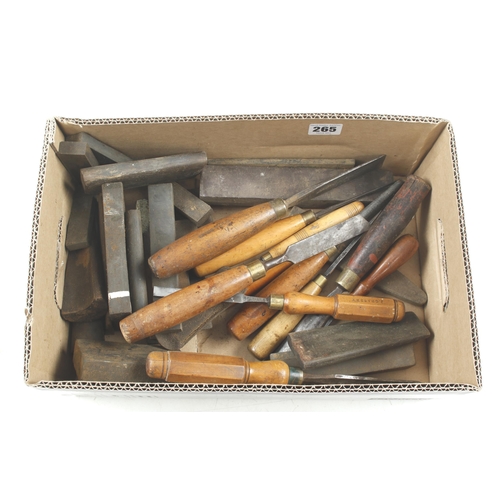 265 - 11 carving tools and quantity of slip stones G