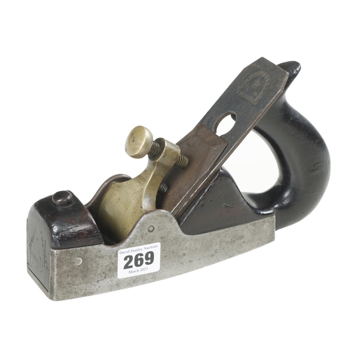 269 - A d/t steel smooth with brass lever and open rosewood handle G+