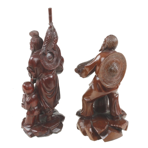 327 - Two recent Chinese carvings of fishermen G