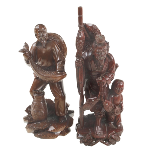 327 - Two recent Chinese carvings of fishermen G