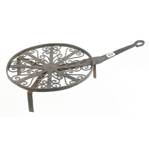 337 - An unusually large decorative French iron trivet 12