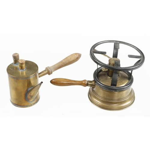 341 - An oil/paraffin burner and a brass oil dispenser G