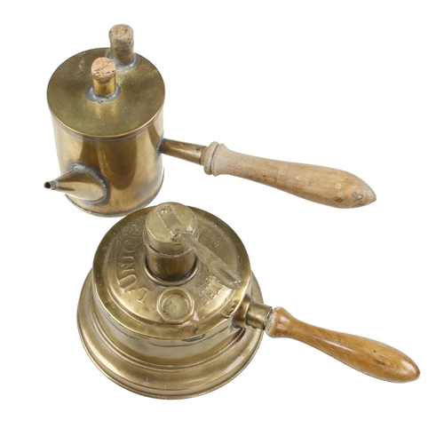 341 - An oil/paraffin burner and a brass oil dispenser G