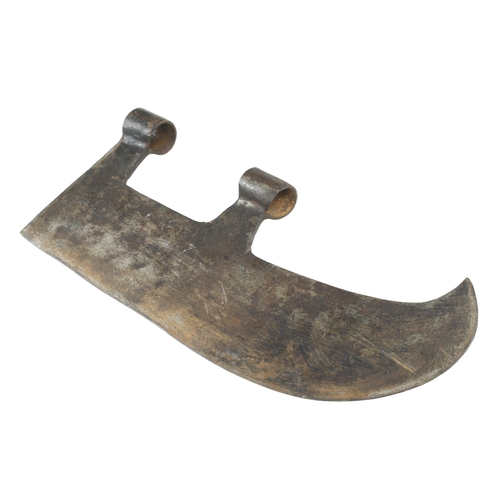 351 - An unusual axe head marked PAULAY with curved edge G+