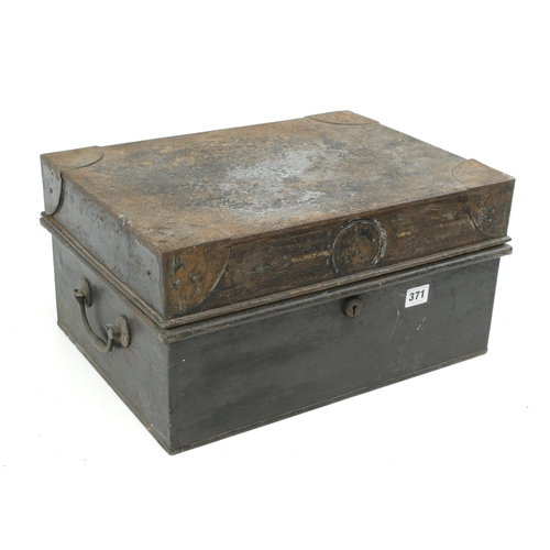 371 - A brass handled tin writing box 17