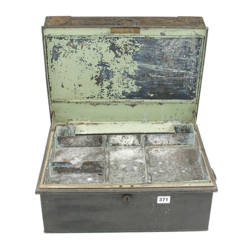 371 - A brass handled tin writing box 17