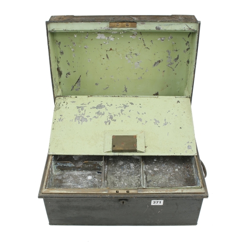 371 - A brass handled tin writing box 17