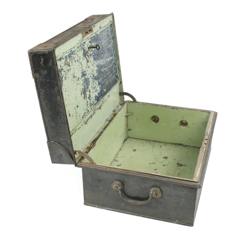 371 - A brass handled tin writing box 17