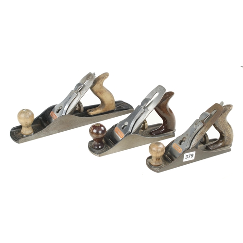 379 - English STANLEY Nos 3, 4 and 5 bench planes G+