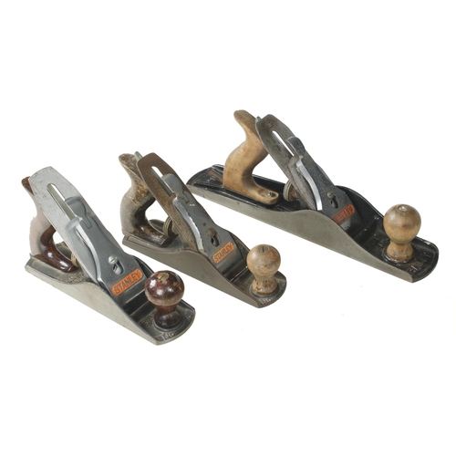 379 - English STANLEY Nos 3, 4 and 5 bench planes G+