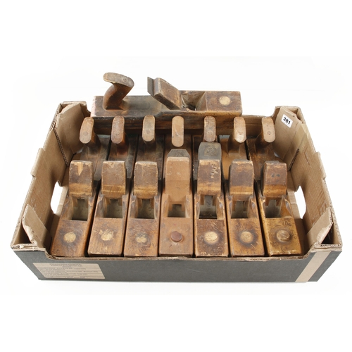 381 - Eight wooden technical jack planes G