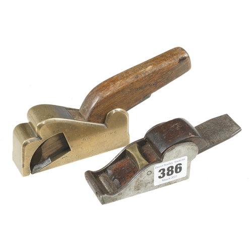 386 - An unusual brass bullnose plane and a steel chariot plane G