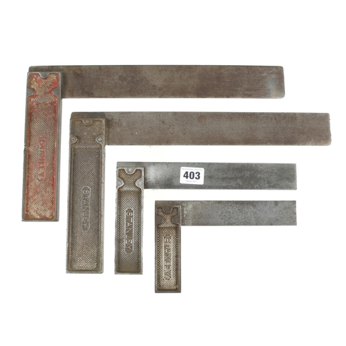 403 - Four engineer's steel squares by STARRETT G