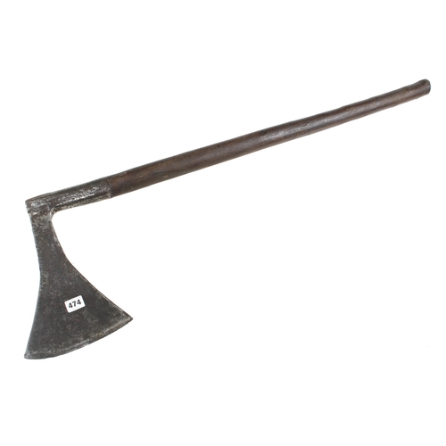 474 - A French Auvergue pattern felling axe with socket handle G+