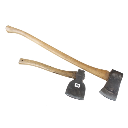 476 - A BRADES lopping axe, and a felling axe both with Broad Arrow G+