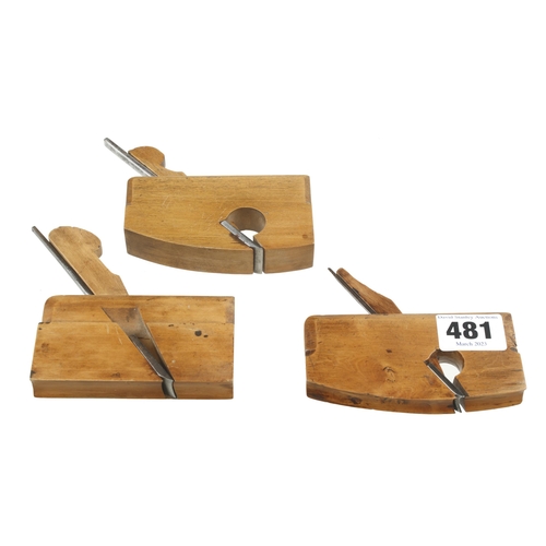 481 - Three miniature boxwood planes 3 1/2