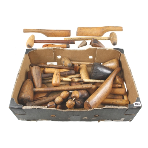 489 - A kit of 45 boxwood and lignum plumber's tools G++