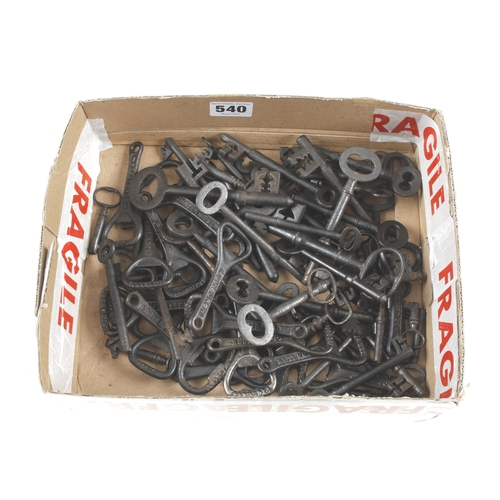 540 - A collection of 50 old keys and 20 bottle openers G