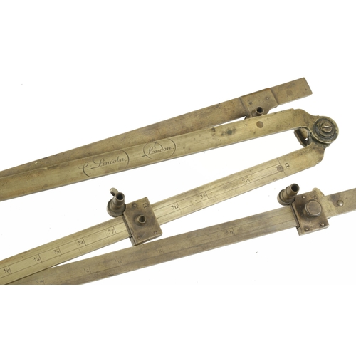 583 - An early brass pantograph by LINCOLN London 1765-1805, the orig oak case requires attention G