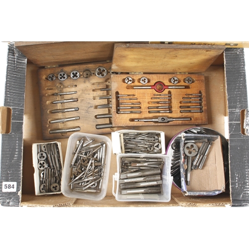 584 - Seven part tap and die sets and various other taps & dies G