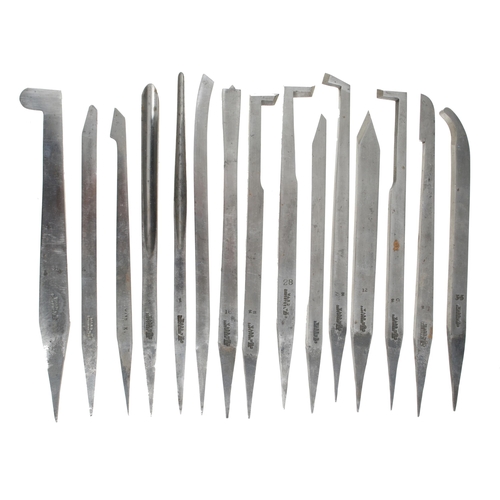 590 - A set of 15 unhandled ornamental turning tools by WARD F