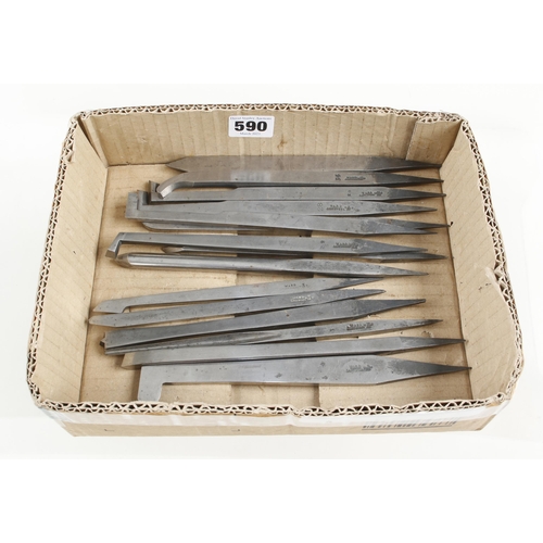 590 - A set of 15 unhandled ornamental turning tools by WARD F