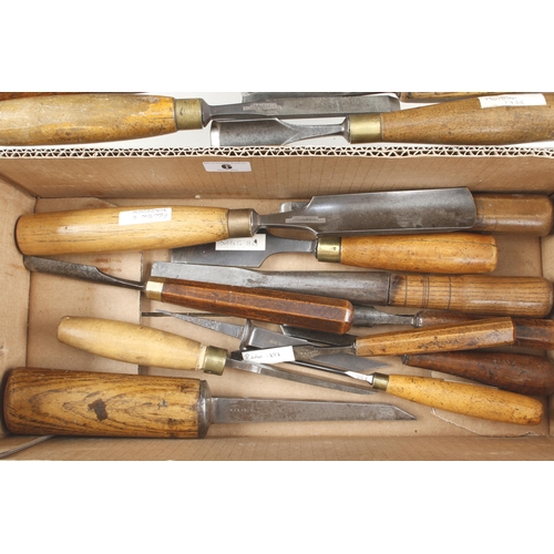 6 - 23 chisels and gouges, many by early makers eg. MOTTRAM, LAW, ASH, CAM etc G+