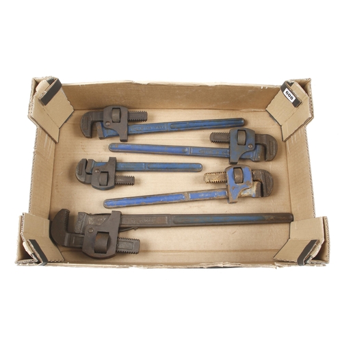 608 - Five RECORD stilson type wrenches 14