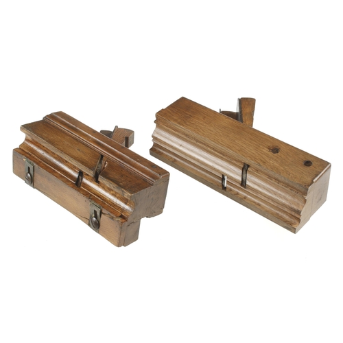 654 - Two European evergreen oak twin iron moulding planes G