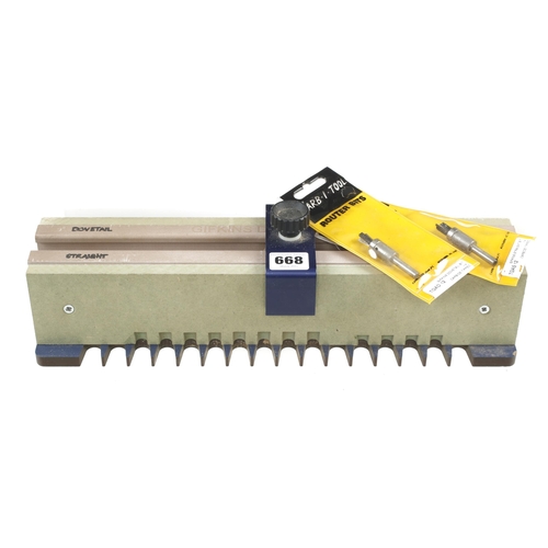 668 - A little used GIFKINS d/t jointer jig with two router bits (new price £290) G++