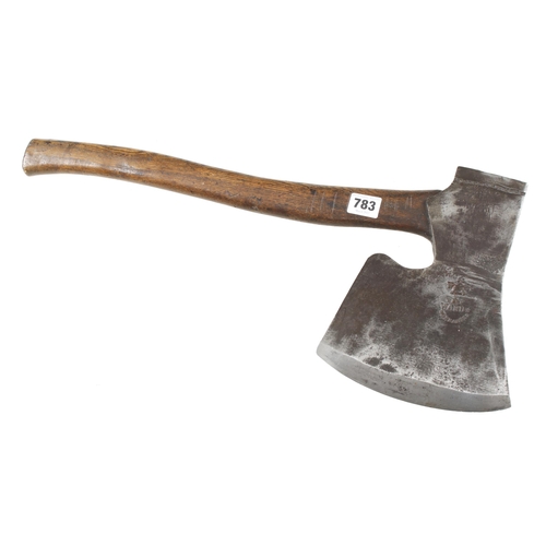 783 - A fine and little used coachmaker's bearded R/H side axe by WARD with 7