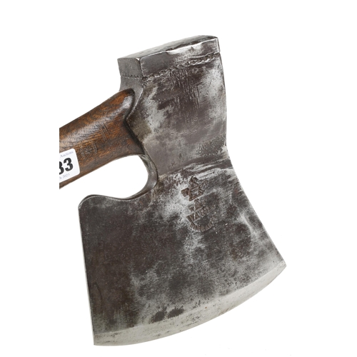 783 - A fine and little used coachmaker's bearded R/H side axe by WARD with 7