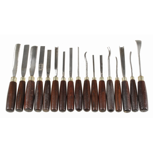 799 - 16 carving tools by ASHLEY ILES with matching rosewood handles G+