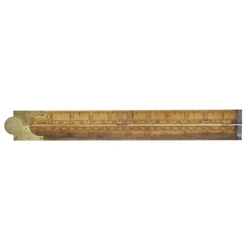 868 - A rare 2' two fold boxwood and brass slide rule Arranged and Improved by T Lloyd Wainstrow with tabl... 